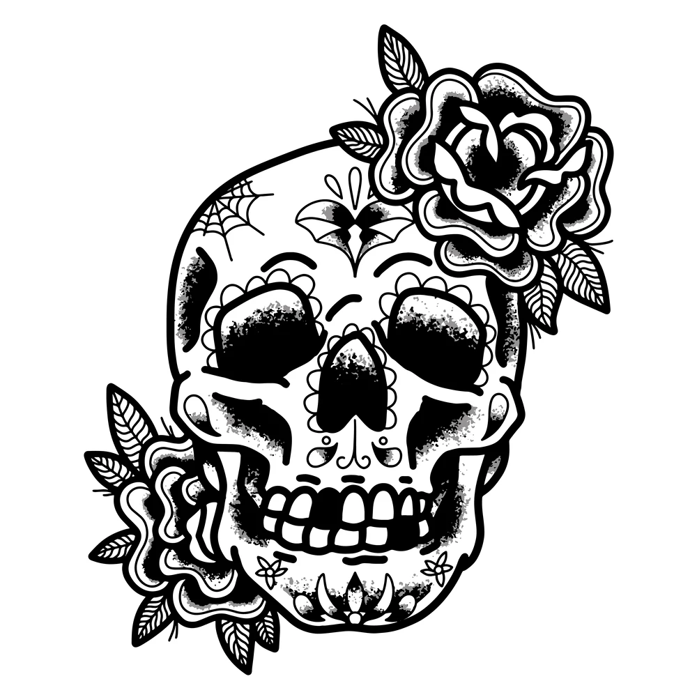 Traditional Skull Flowers @ Tattstore