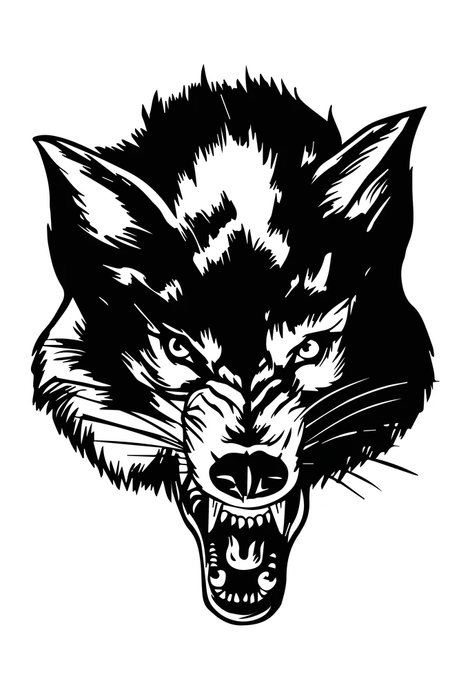 angry wolf head outline